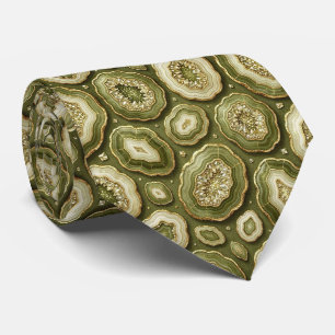 Corbata de seda de lujo falsa   Oliva + Geoda dora