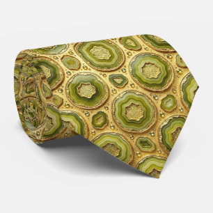 Corbata de seda de lujo falsa   Oliva + Geoda dora