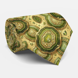 Corbata de seda de lujo falsa   Oliva + Geoda dora