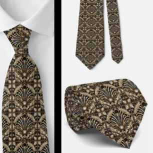 Corbata de seda falsa Art Deco   Caballero de lujo