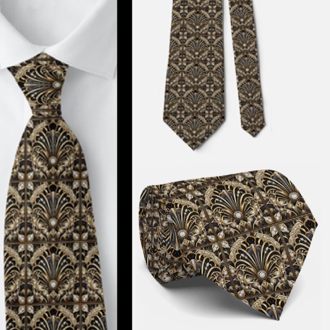 Corbata de seda falsa Art Deco | Caballero de lujo (Subido por el creador)
