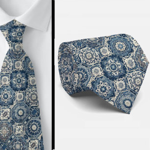 Corbata de seda falsa con azulejos marroquíes de l