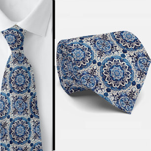 Corbata de seda falsa con azulejos marroquíes de l