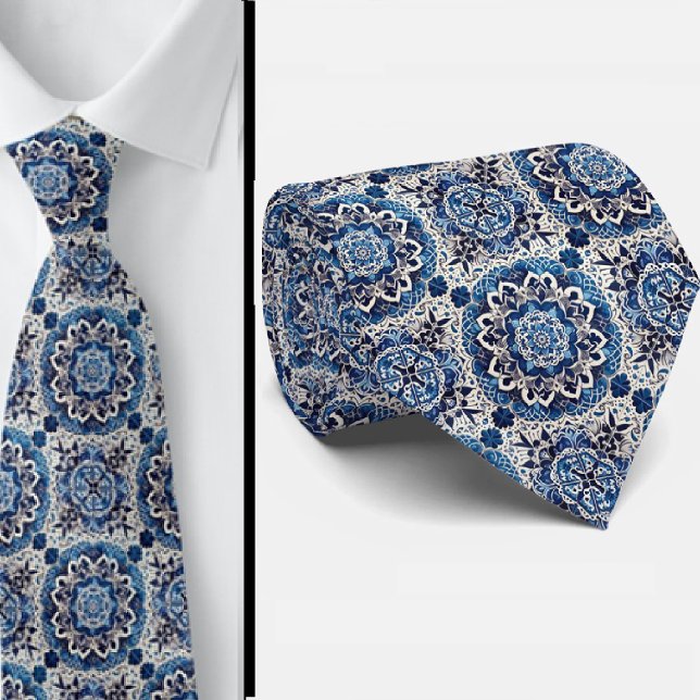 Corbata de seda falsa con azulejos marroquíes de l (Subido por el creador)