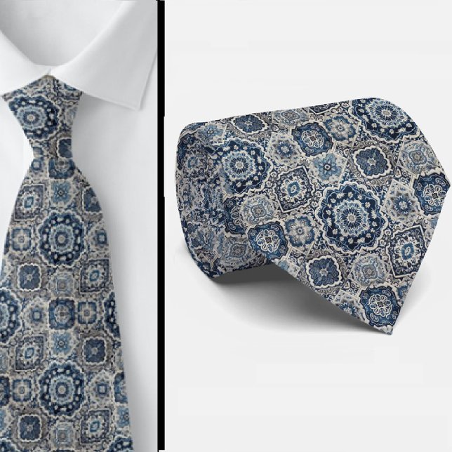 Corbata de seda falsa con azulejos marroquíes de l (Subido por el creador)