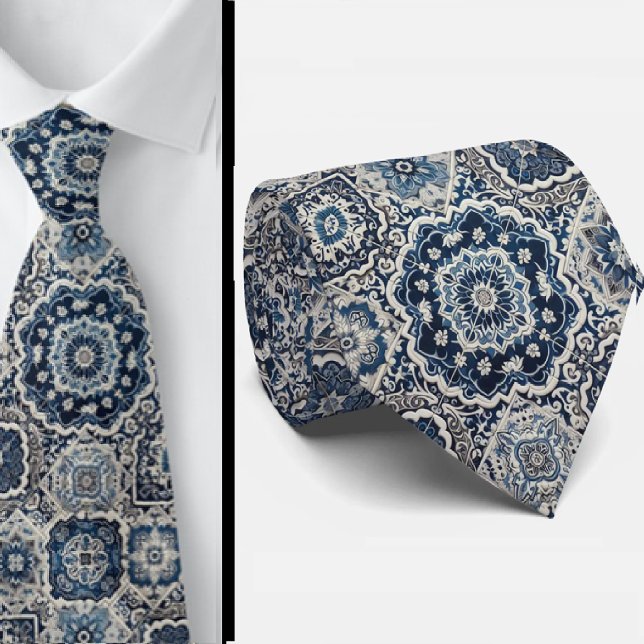 Corbata de seda falsa con azulejos marroquíes de l (Subido por el creador)