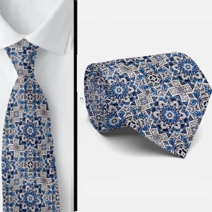 Corbata de seda falsa con azulejos marroquíes de l