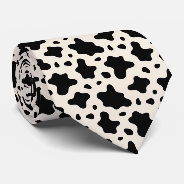 Corbata de seda falsa con estampado de vaca | Vaqu (Enrollado)