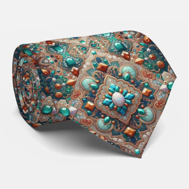Corbata de seda falsa de diseñador persa de lujo (Enrollado)