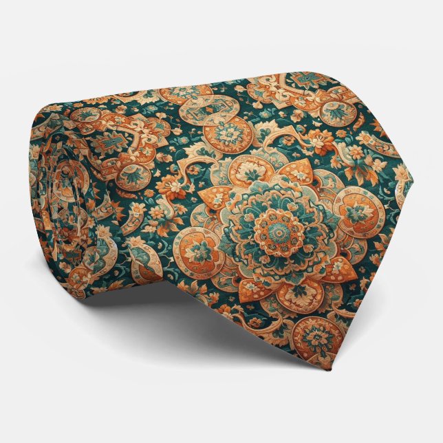 Corbata de seda falsa de diseñador persa de lujo (Enrollado)