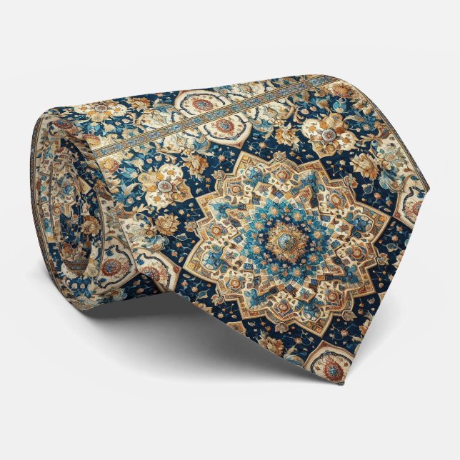 Corbata de seda falsa de diseñador persa de lujo (Enrollado)