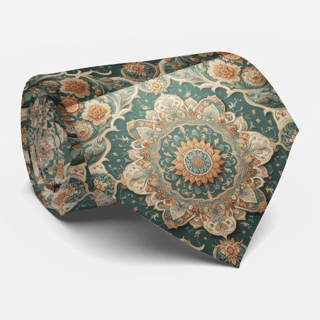 Corbata de seda falsa de diseñador persa de lujo (Enrollado)