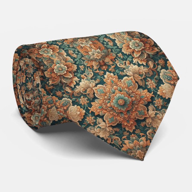 Corbata de seda falsa de diseñador persa de lujo (Enrollado)