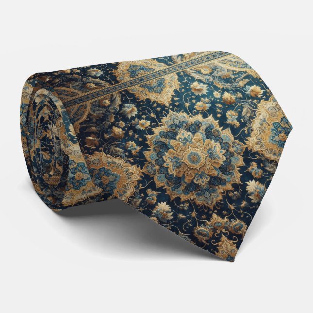 Corbata de seda falsa de diseñador persa de lujo (Enrollado)