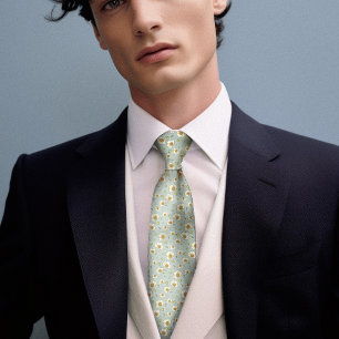 Corbata de seda floral Art Nouveau de nenúfar para