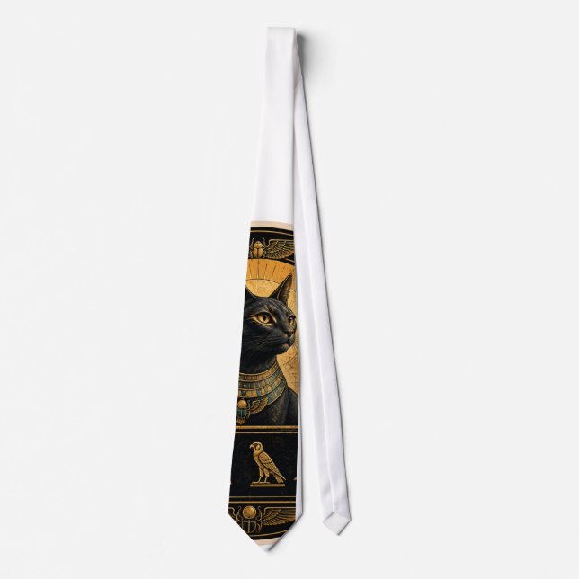 Corbata de seda negra de gato faraónico egipcio⁠ (Anverso)
