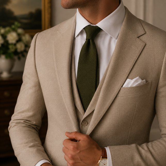 Corbata de seda verde militar de tejido de twill f (Subido por el creador)