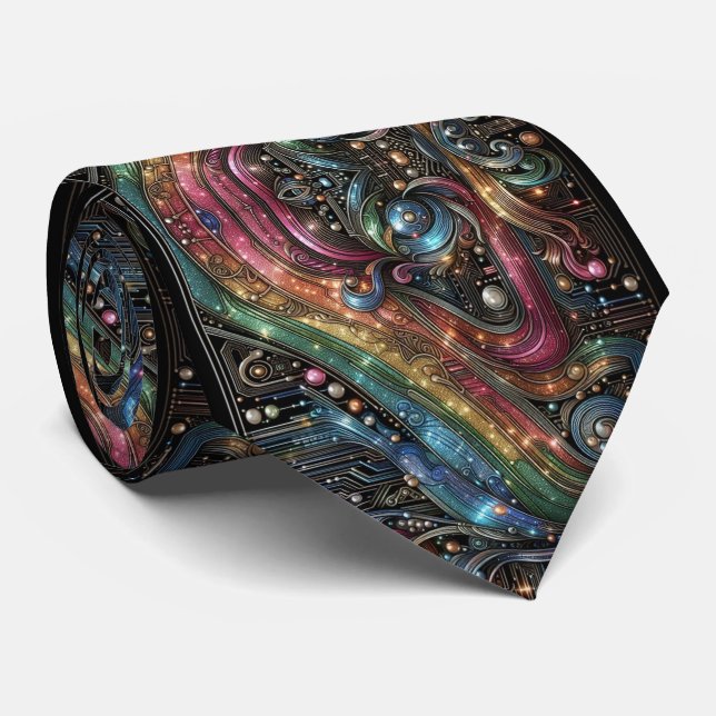 Corbata de tablero de circuito de arcoíris Art Dec (Enrollado)