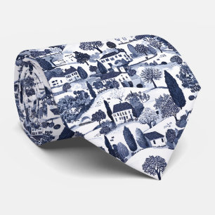 Corbata de Toile Azul Escena Campestre