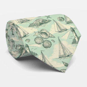 Corbata de toile costera con faros, veleros