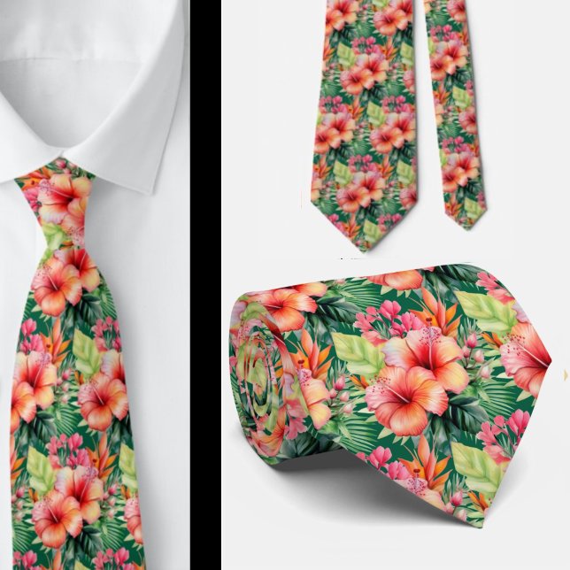 Corbata de vacaciones de verano | Hibisco Tropical (Subido por el creador)