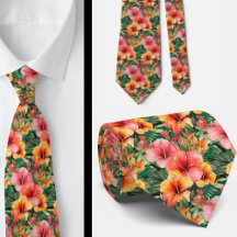 Corbata de vacaciones de verano | Hibisco tropical