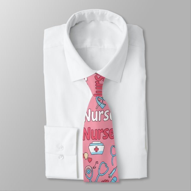 Corbata de vida de enfermera rosa sin costuras (1) (Atado)