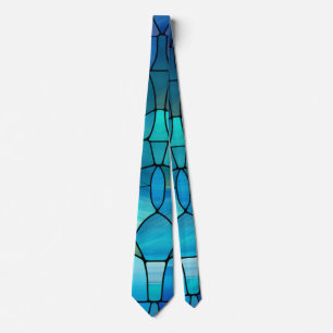 Corbata de vidrio teñido azul – Look formal artíst