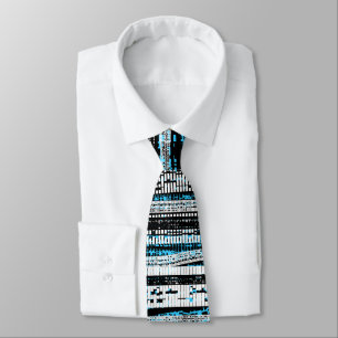 Corbata Decadencia tecnológica: negro, blanco y azul cielo