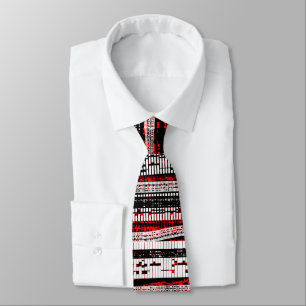 Corbata Decadencia tecnológica: negro, blanco y rojo