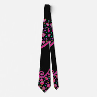 CORBATA DECO DE ABSTRACTO NEGRO PINO FUCHSIA