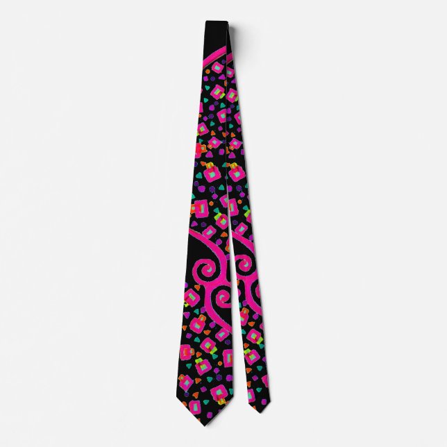 CORBATA DECO DE ABSTRACTO NEGRO PINO FUCHSIA (Anverso)