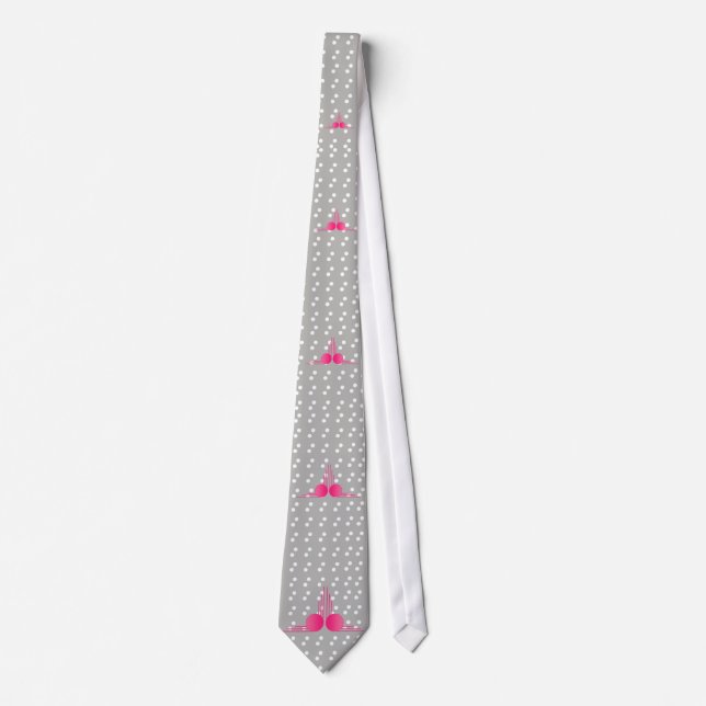 Corbata Deco de South Beach (rosa caliente y blanco en gri (Anverso)
