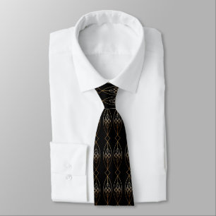 Corbata Deco negro y oro