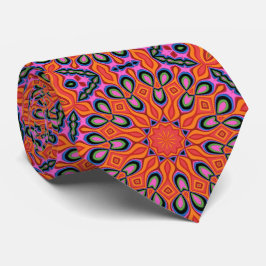 Corbata Decoración de hipster de Mandala Retro Naranja