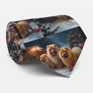 Corbata Decoración de los Navidades Chow Chow Snowy Sleigh