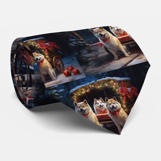 Corbata Decoración de los Navidades de Akita Snowy Sleigh  (Enrollado)