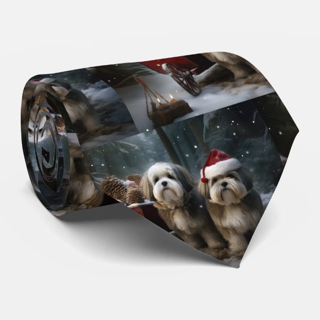 Corbata Decoración de Navidad de Trineo Nevado Malti Tzu (Enrollado)