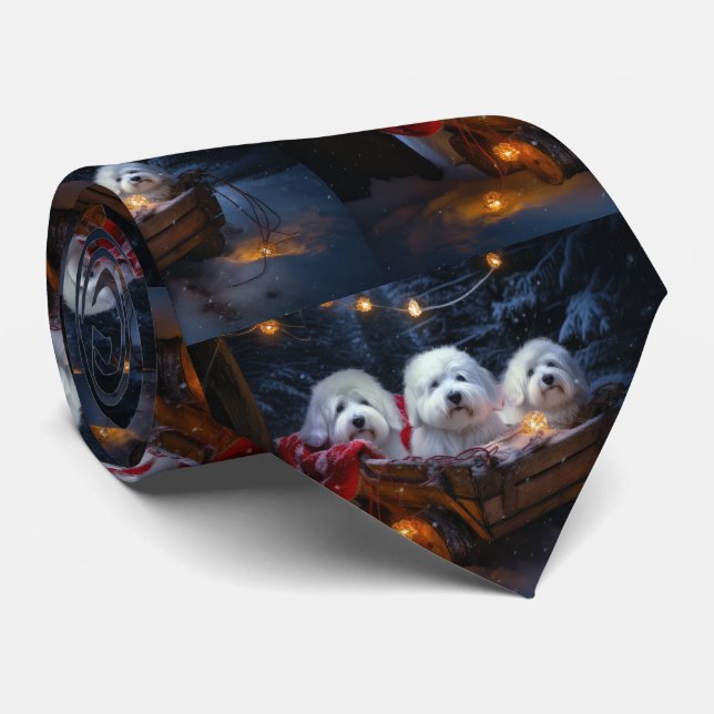 Corbata Decoración de Navidades de Coton De Tulear Snowy S (Enrollado)