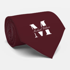 Corbata Deep Maroon | Custom Monogram Wedding Groomsmen