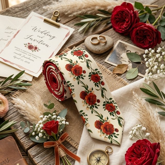 Corbata Deep Red Rose Floral (Subido por el creador)