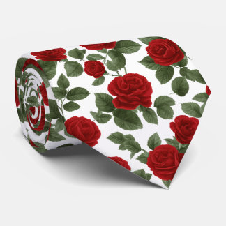 Corbata Deep Red Roses with leaves Seamless Pattern