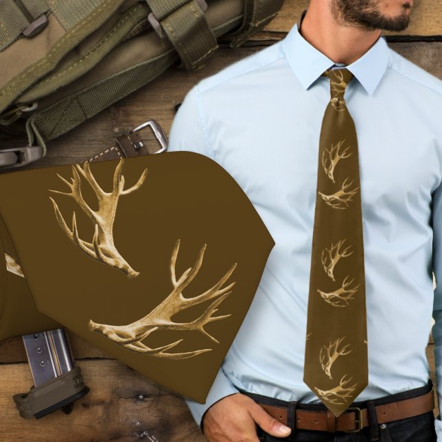 Corbata Deer Hunter Antlers Dark Brown (Subido por el creador)