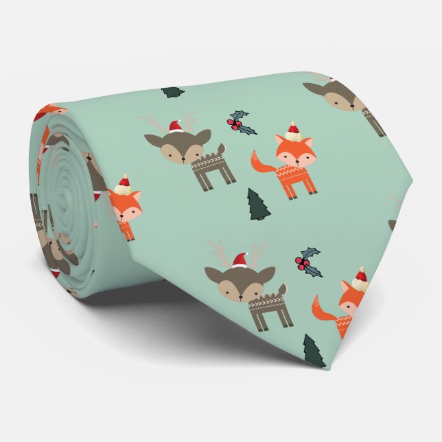Corbata Deer Y Fox En Santa Sat Navidades Extraños (Enrollado)