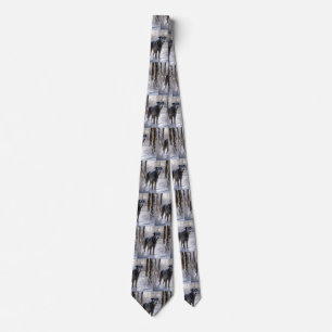 Corbata Deerhound escocés deja que nieve Navidades