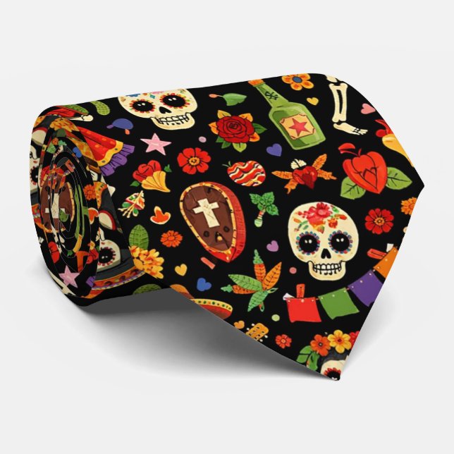 Corbata del Día de los Muertos (Parte trasera gran (Enrollado)