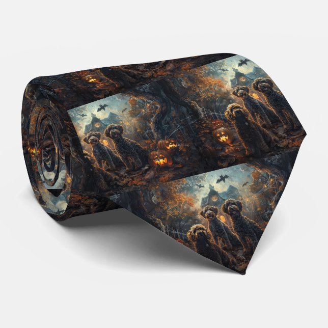 Corbata Delicia Canina de Noche de Halloween Bernedoodle (Enrollado)