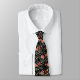 Corbata Delicia de Flores Oscuras: Patrón Floral Sin Costu