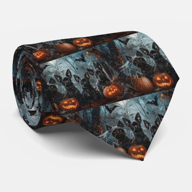 Corbata Delicia de Perro de Noche de Halloween Affenpinsch (Enrollado)