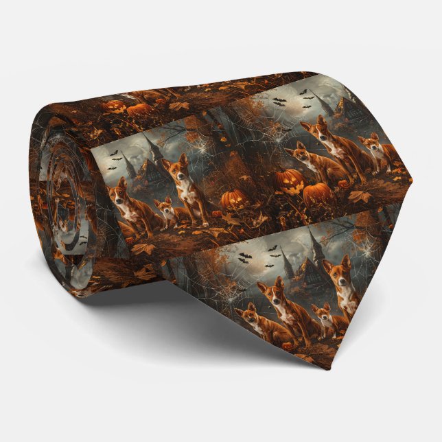 Corbata Delicia Nocturna de Halloween para Perros Basenji (Enrollado)